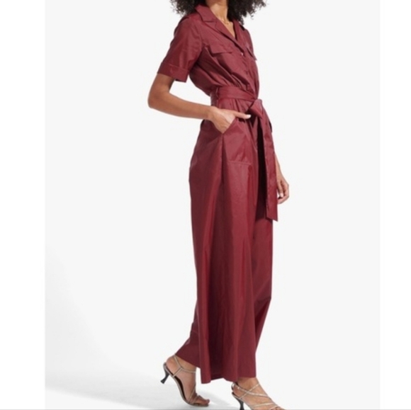 STAUD Pants - ​STAUD Millie Recycled Nylon Jumpsuit | Tawny Port Wine Red | Size 8 | Utility C